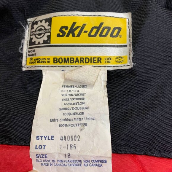 VTG 70s Ski-Doo Bombardier Snowmobile Jacket Womens Medium Black Yellow Ski Coat - Picture 8 of 9